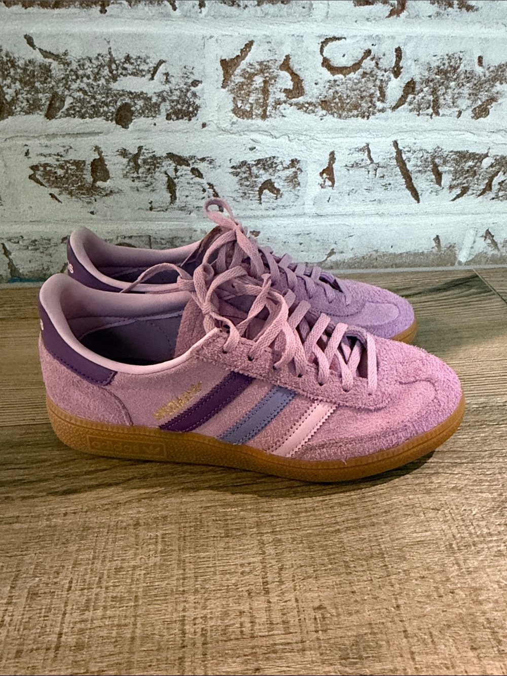 adidas Women's Suede Sneakers in Pink and Lilac with Gum Sole